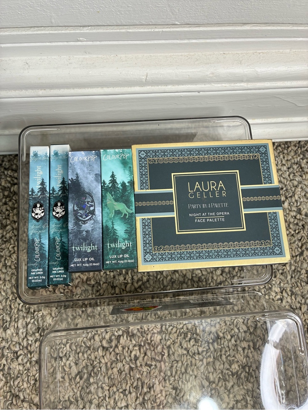 Laura Geller Face Palette in Teal colourpop twilight lip oils & liners all new